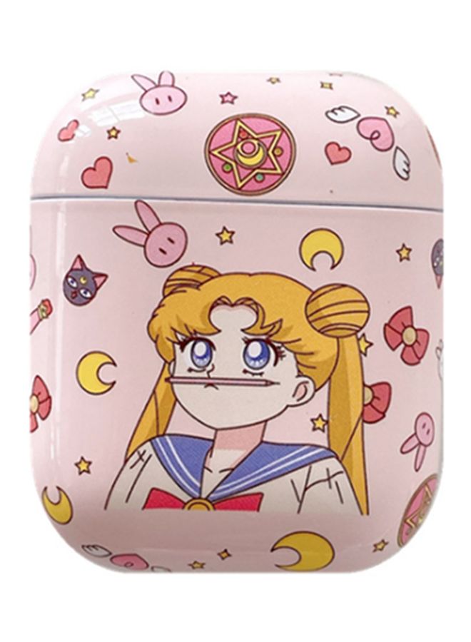 بيوينتي غطاء حماية بطبعة رسمة كرتونية لسماعات أبل آير بودز 1/ 2 وردي/أصفر/ أزرق - Image 1