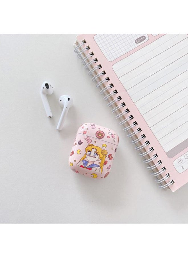 بيوينتي غطاء حماية بطبعة رسمة كرتونية لسماعات أبل آير بودز 1/ 2 وردي/أصفر/ أزرق - Image 2