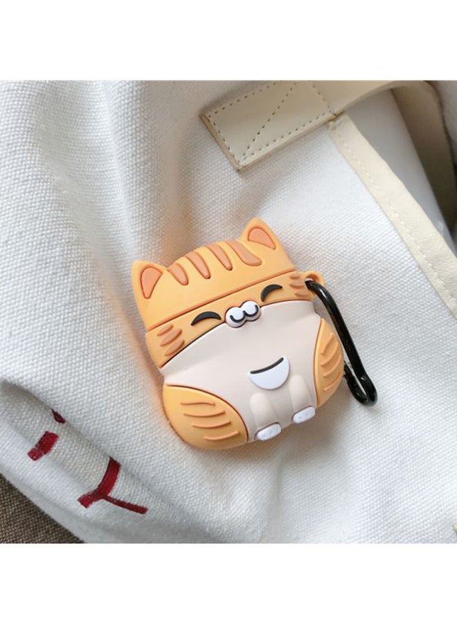 Beauenty - Cat Themed Case Cover With Carabiner For Apple AirPods 1/2/Pro Yellow/Brown/White - Image 1