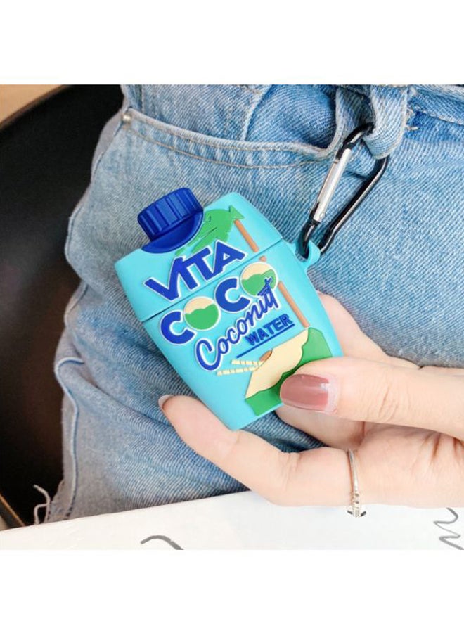 بيوينتي حافظة حماية واقية بتصميم عبوة تحمل عبارة "Coconut Water" مع مشبك تعليق لسماعات أبل آيربودز 1/2 أزرق/أخضر/أصفر - Image 5