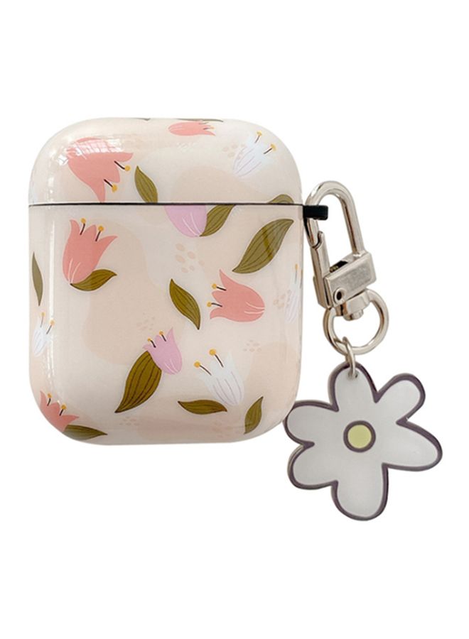 Beauenty Floral Printed Case Cover With Carabiner For Apple AirPods 1/2 Clear/Pink/Grey  - Image 1