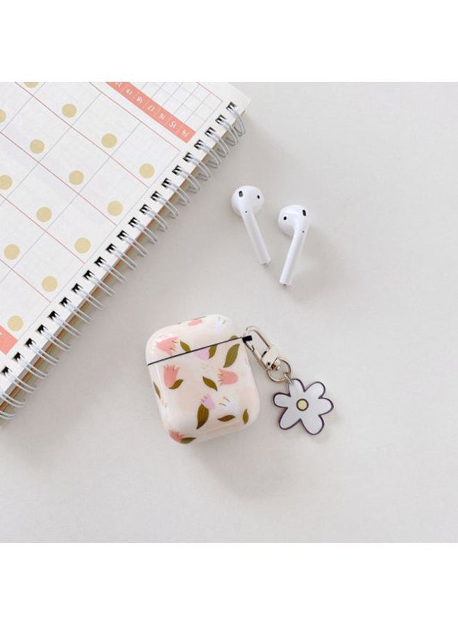 Beauenty Floral Printed Case Cover With Carabiner For Apple AirPods 1/2 Clear/Pink/Grey  - Image 2