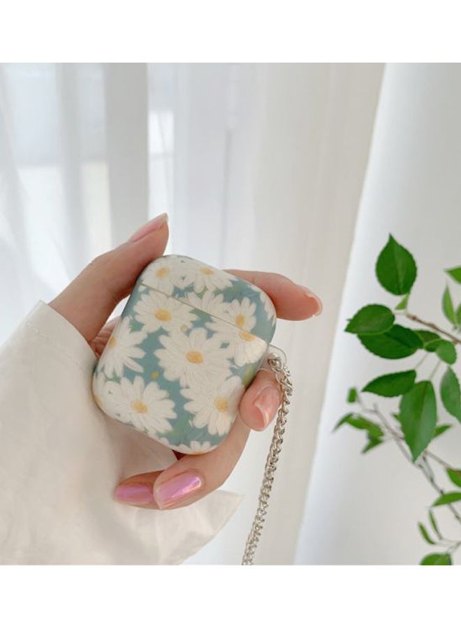 بيوينتي علبة حماية واقية مطبوعة بنقشة زهور لسماعات آيربودز 1/2 من أبل أزرق/أبيض/أصفر - Image 4