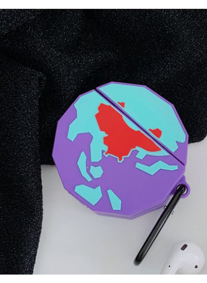 Beauenty Printed Protective Case With Carabiner For Apple AirPods 1/2 Purple/Blue/Red  - Image 2