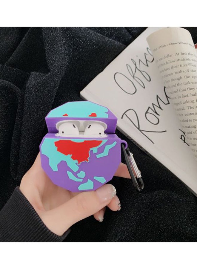Beauenty Printed Protective Case With Carabiner For Apple AirPods 1/2 Purple/Blue/Red  - Image 3
