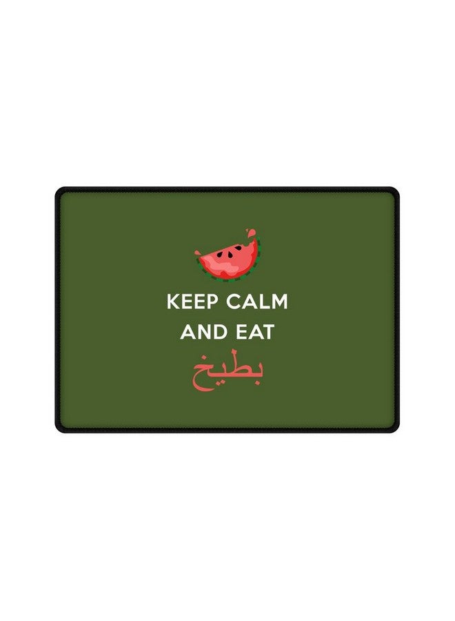 ستايلايزد لوحة ماوس للمكتب مزينة بعبارة "Keep Calm And Eat بطيخ" بتصميم كبير مقاوم لانسكاب السوائل ومناسبة للابتوب والكمبيوتر (مقاس 25 X 35 X 0.3 سم) متعدد الألوان - Image 1
