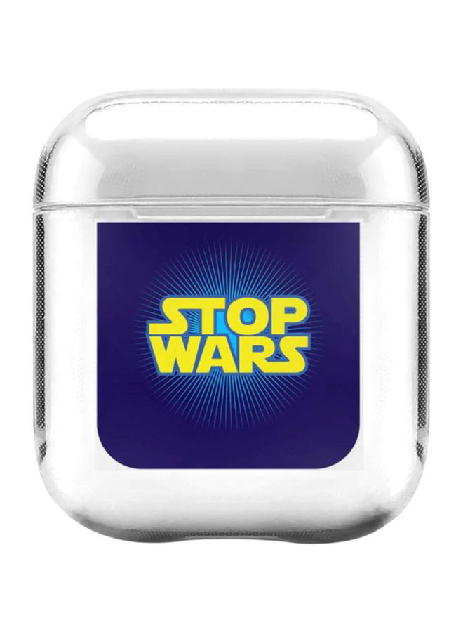 Stylizedd Classic Clear Series Stop Wars Printed Case Cover With Carabiner For Apple AirPods 2/1 Clear/Blue/Yellow  - Image 1