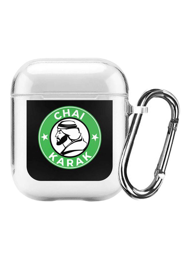 Stylizedd Classic Clear Series Chai Karak Printed Case With Carabiner For Apple AirPods 2/1 Clear/Black/Green - Image 1