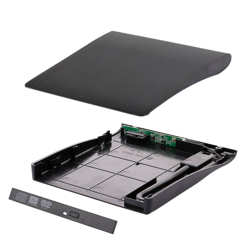 علبة محرك أقراص ضوئية خارجي رفيعة للغاية ومحمولة بمنفذ USB 3.0 ومنفذ SATA مقاس 9.5 مم أسود - Image 3