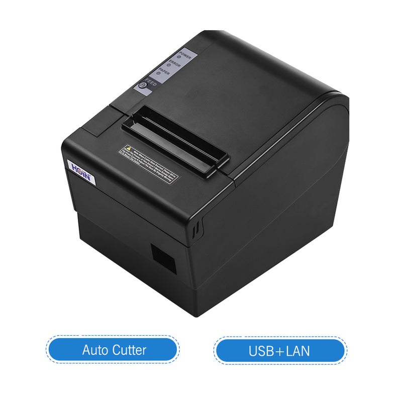 HD Portable Wireless Bluetooth USB Ethernet Interface Thermal Receipt Printer With Auto Cutter 8cm Black