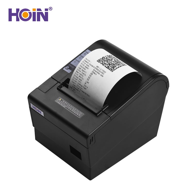 HOIN - HD Portable Wireless Bluetooth USB Ethernet Interface Thermal Receipt Printer With Auto Cutter 8cm Black - Image 1