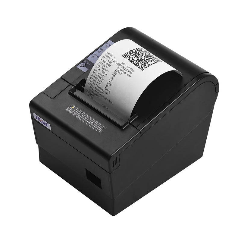 HOIN - HD Portable Wireless Bluetooth USB Ethernet Interface Thermal Receipt Printer With Auto Cutter 8cm Black - Image 1