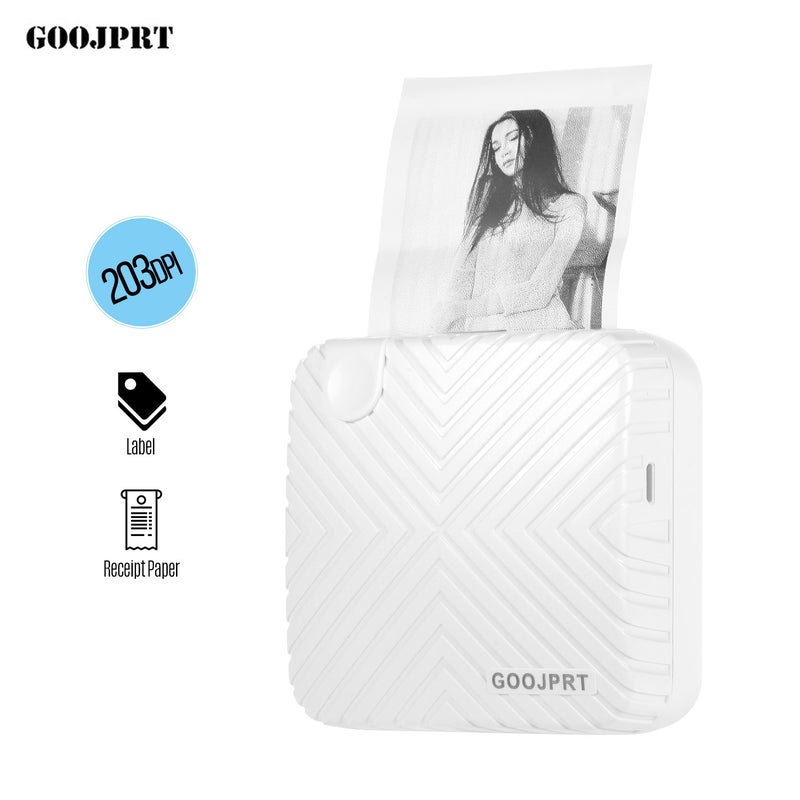 GOOJPRT P6 Pocket Mini Portable Bluetooth Wireless Thermal Receipt Label Sticker Memo AR Photo Picture Instant Mobile Printer White  - Image 1