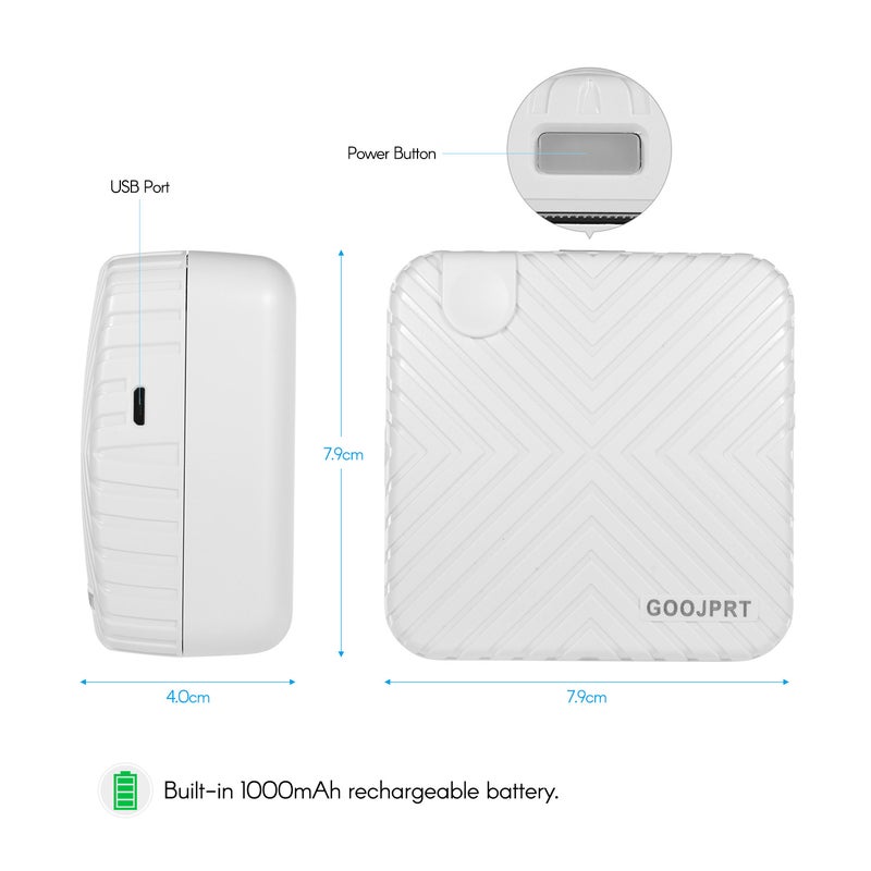 GOOJPRT P6 Pocket Mini Portable Bluetooth Wireless Thermal Receipt Label Sticker Memo AR Photo Picture Instant Mobile Printer White  - Image 3