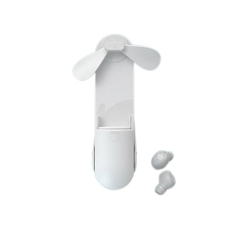Generic - Mini Fan Flashlight TWS Wireless Bluetooth In-Ear Earphone With Microphone White - Image 1