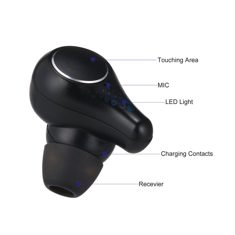 Generic - TWS Led Battery Display Bluetooth Wireless In-Ear Earbuds Black - Image 1