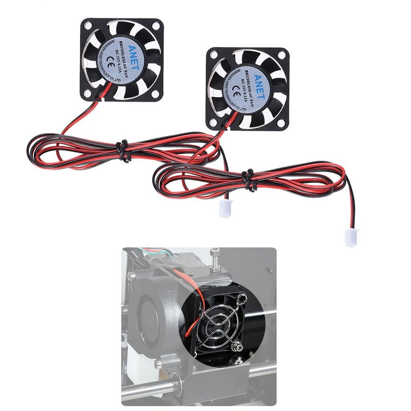 Anet 2-Piece DC 12V Brushless Cooling Cooler Fan Multicolour  - Image 3