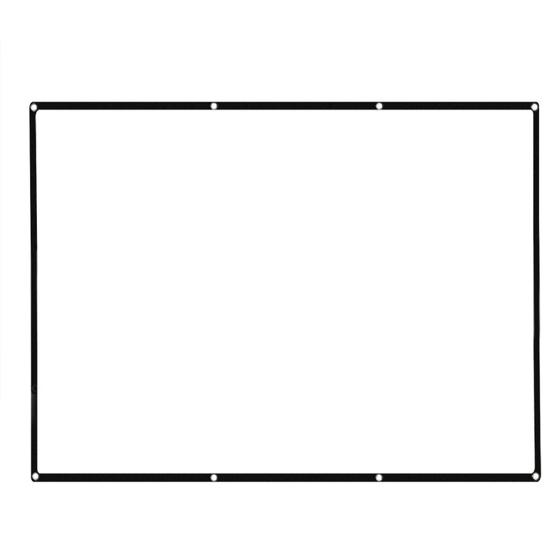 docooler Foldable Diagonal Portable 4:3 HD Projector Screen White/Black  - Image 1