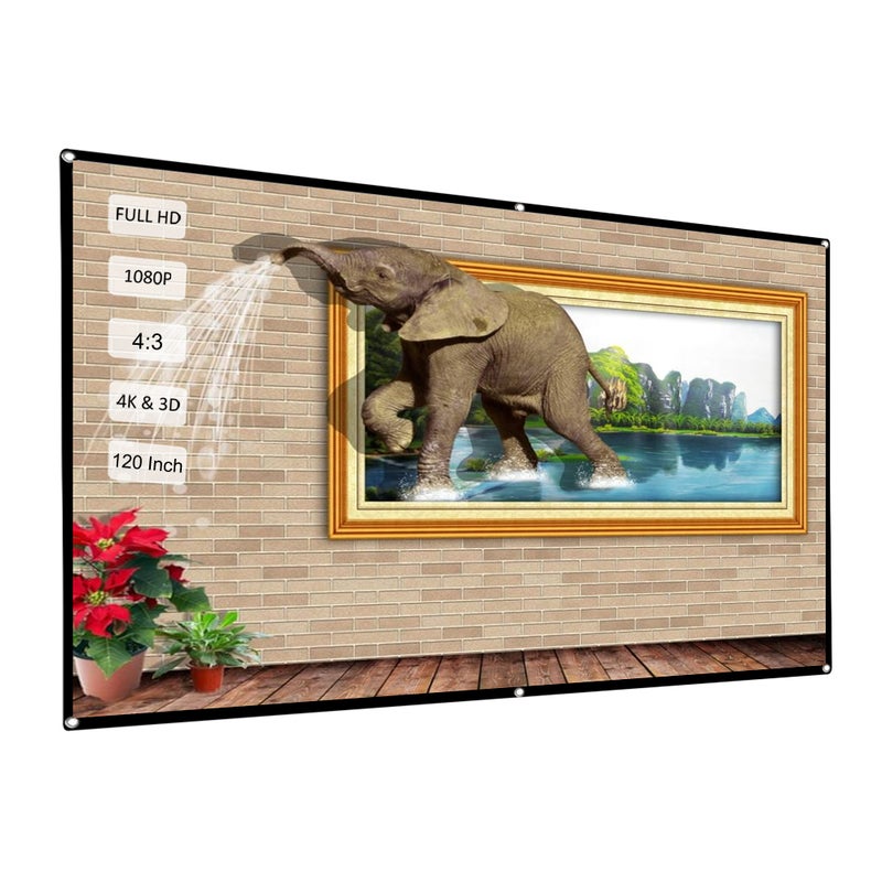 docooler Foldable Diagonal Portable 4:3 HD Projector Screen White/Black  - Image 3
