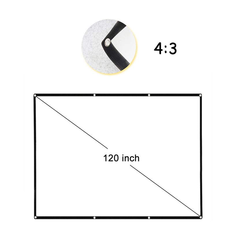 docooler Foldable Diagonal Portable 4:3 HD Projector Screen White/Black  - Image 2