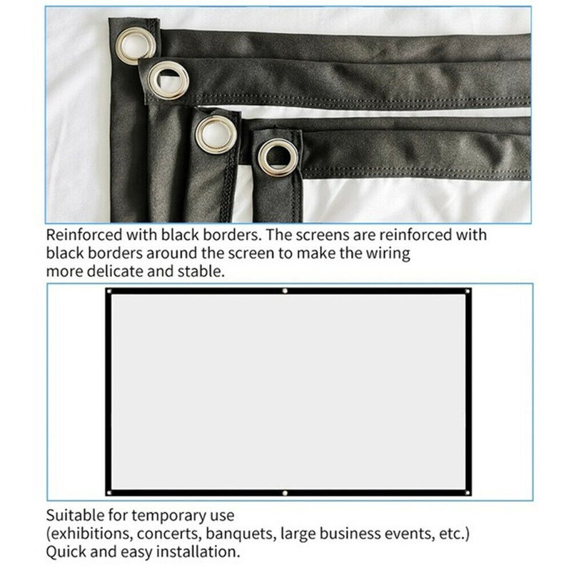 Portable Foldable 16:9 HD Projector Screen LU-V5-332 White/Black - Image 2