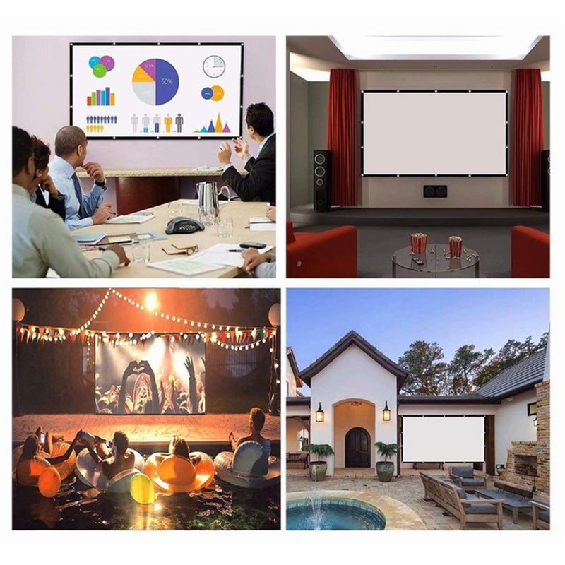 Foldable No Crease 16:9 HD Soft Projector Screen LU-V5-337 White/Black  - Image 4
