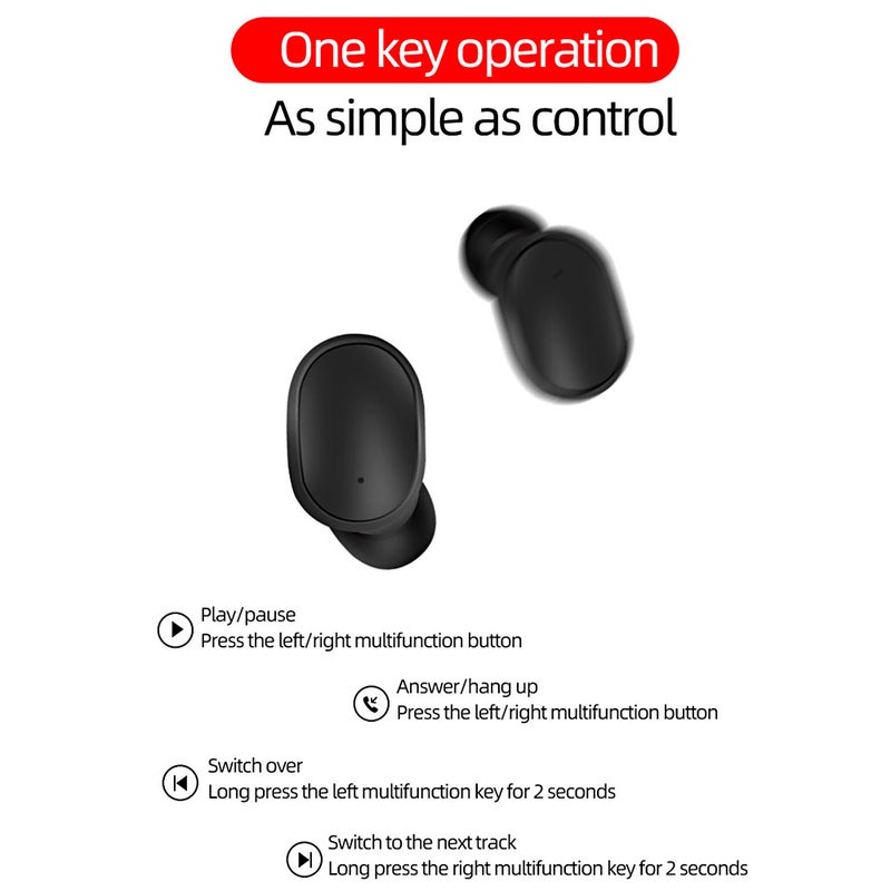 Generic - A6S In-Ear Mini TWS Twins True Wireless Bluetooth Stereo Earbuds With Auto Charging Box Black - Image 1