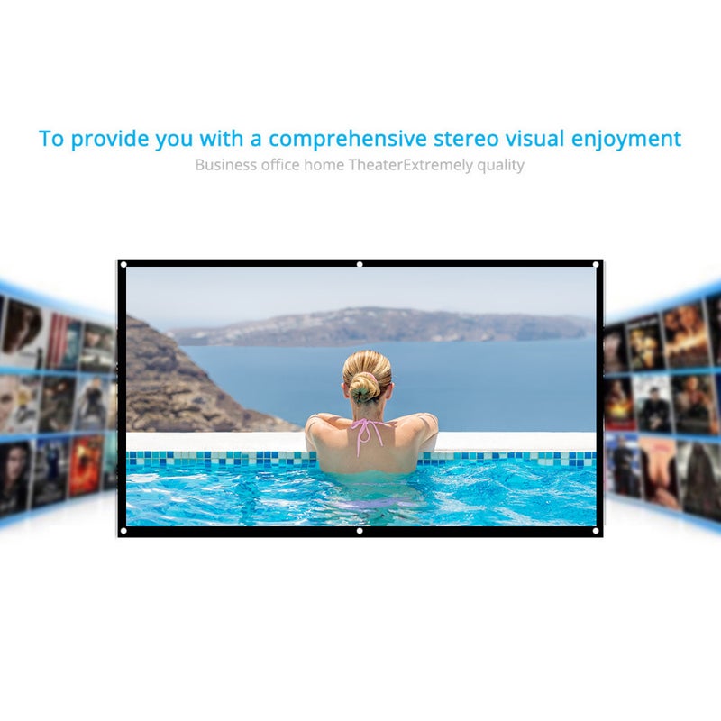 docooler - Portable Foldable 16:9 HD Projector Screen LU-V5-372 White/Black - Image 1