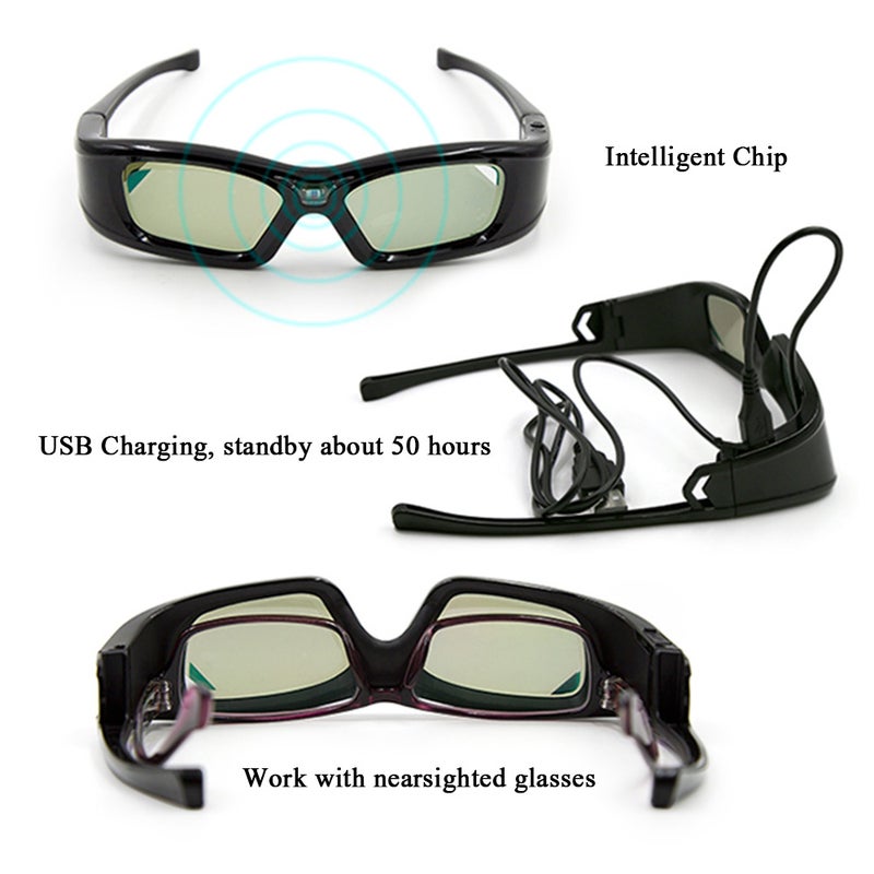 Generic Full HD Active 3D Glasses Black  - Image 2