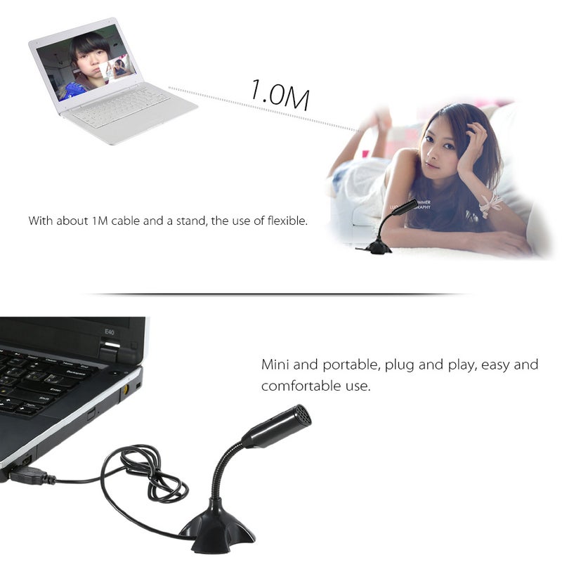 360 Degree Adjustable Desktop Microphone with USB Port LU-V5-130 Black - Image 4