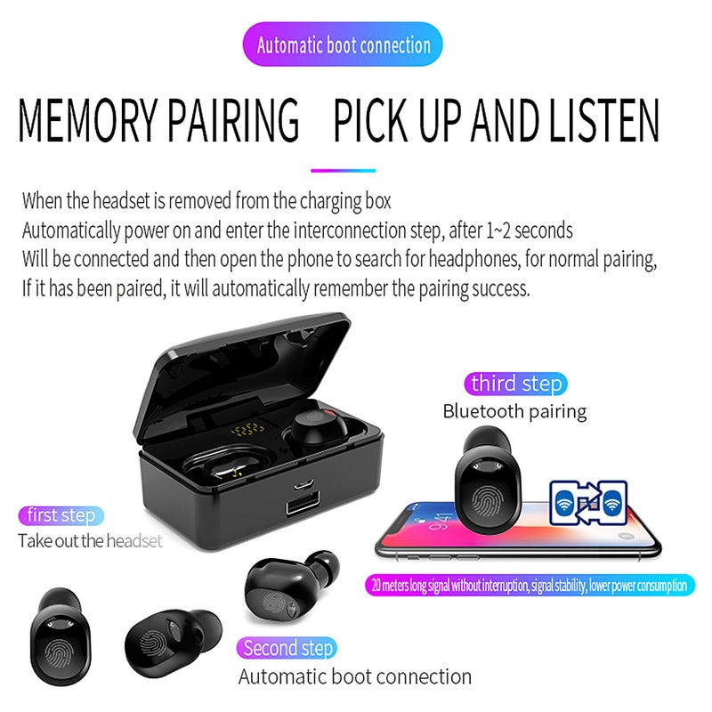 Generic - Sports TWS Bluetooth In-Ear Headphones Black - Image 1