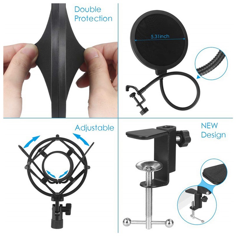 Professional Podcast Condenser USB Microphone Kit LU-V5-153 Black - Image 3