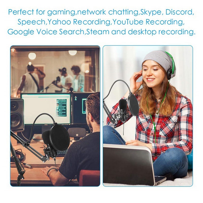 Professional Podcast Condenser USB Microphone Kit LU-V5-154 Black - Image 3