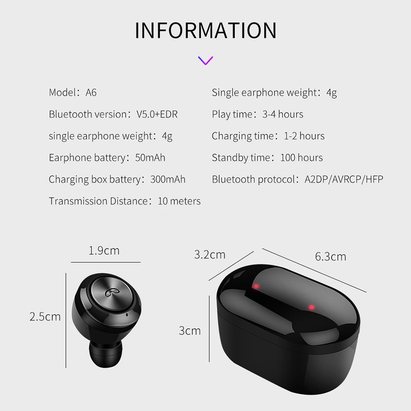 Generic - TWS Stereo Bluetooth In-Ear Headphones Black - Image 1