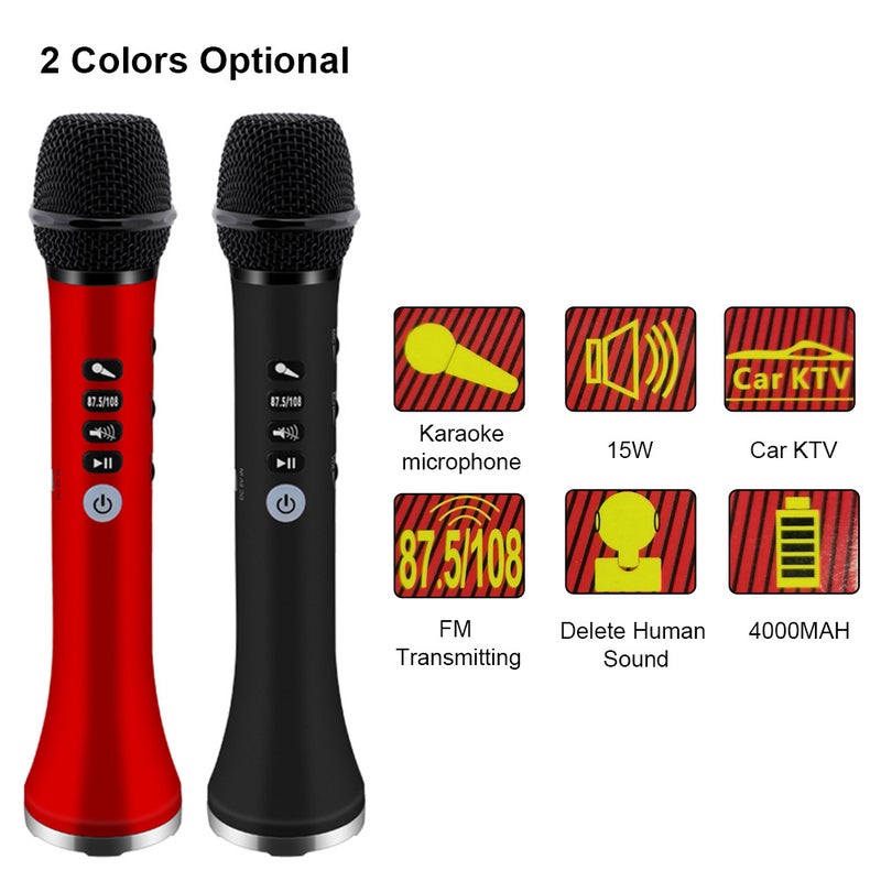 2 in 1 Karaoke Wireless Bluetooth Handheld Microphone Black