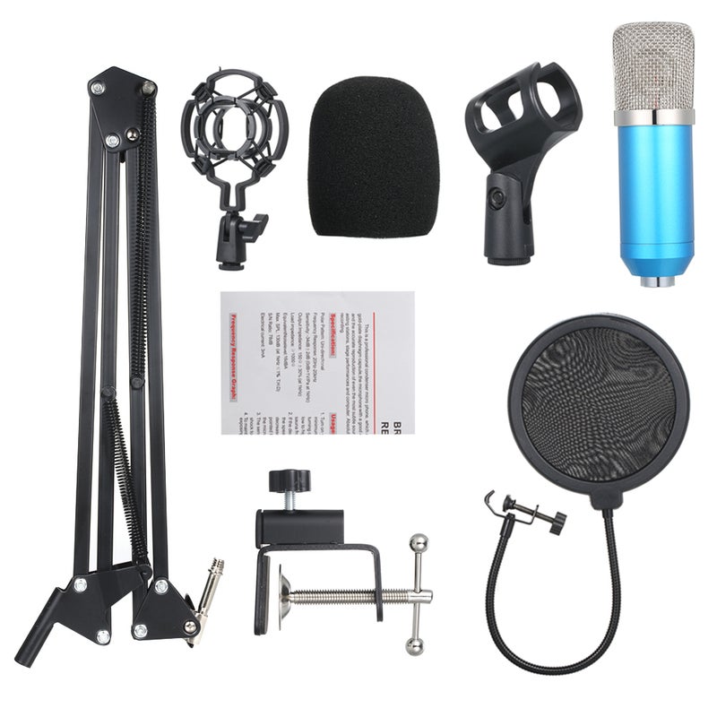 Professional BM700 KTV Singing Studio Recording Condenser Microphone  Kit LU-V5-166 Blue/Silver - Image 1
