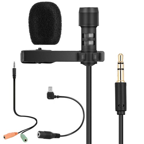 Lavalier Lapel Clip-on Omnidirectional Condenser Microphone LU-V5-184 Black