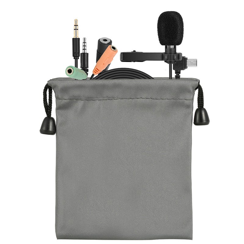 Lavalier Lapel Clip-on Omnidirectional Condenser Microphone LU-V5-184 Black