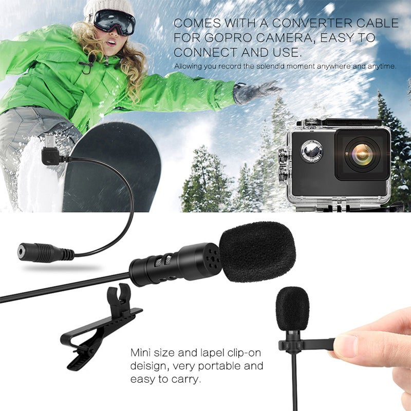 Lavalier Lapel Clip-on Omnidirectional Condenser Microphone LU-V5-184 Black