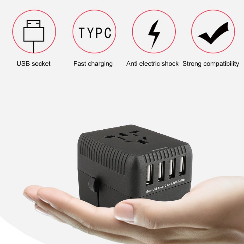 All In One Phone Wall Charger Universal Travel Adapter White  - Image 2