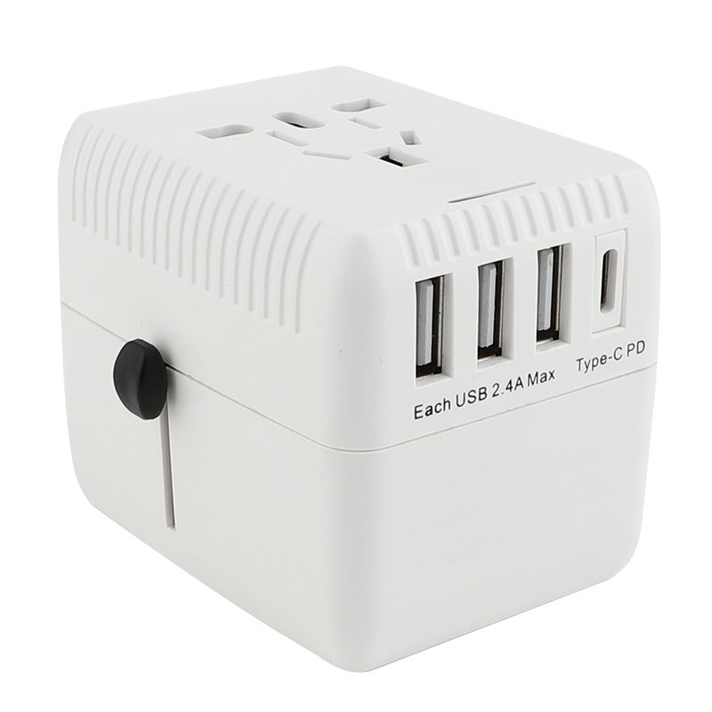 All In One Phone Wall Charger Universal Travel Adapter White  - Image 3