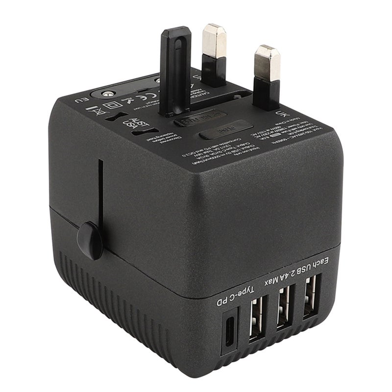 محول شامل للسفر وشاحن جداري شامل لجميع أجهزة الهاتف أسود - Image 4