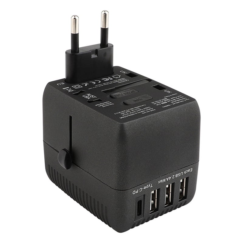 محول شامل للسفر وشاحن جداري شامل لجميع أجهزة الهاتف أسود - Image 5