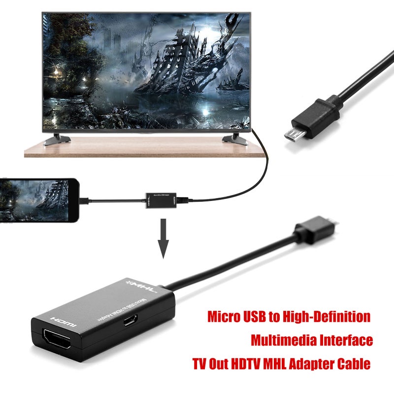 Micro USB To High-Definition Multimedia Interface Link Adapter Cable Black - Image 3