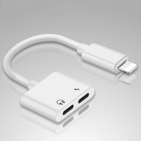 2-In-1 Dual Audio Converter Lightning Adapter White