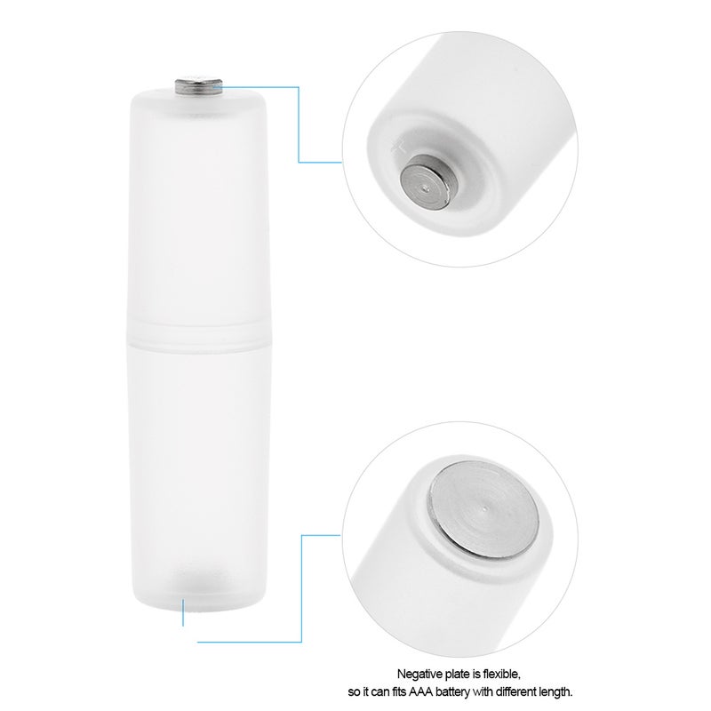 Pack of 4 AAA to AA Size Battery Converter Adapter White