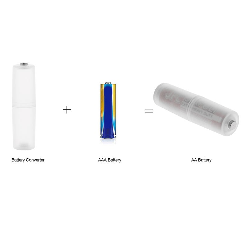 Pack of 4 AAA to AA Size Battery Converter Adapter White