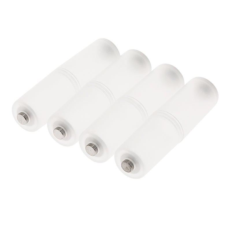 Pack of 4 AAA to AA Size Battery Converter Adapter White