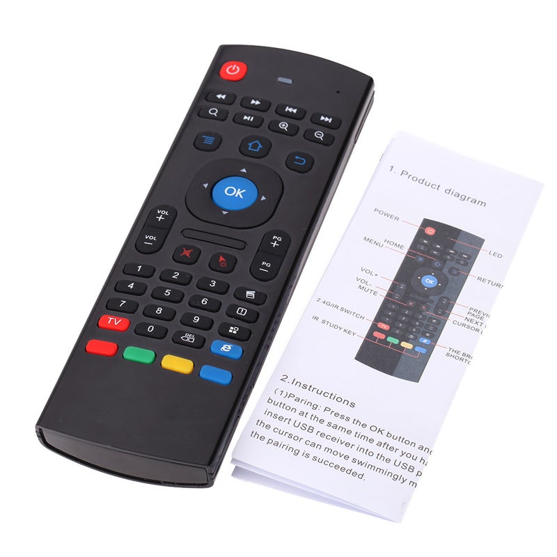Portable 2.4G Wireless Keyboard Controller Air Mouse Remote Control for Smart TV Black - Image 1