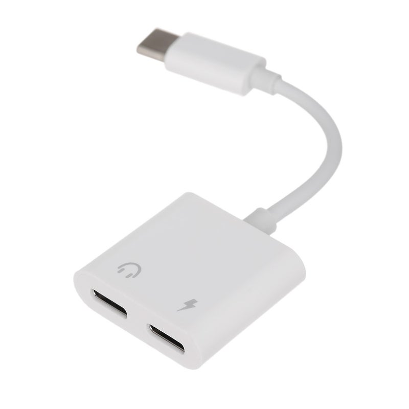 Generic Type C Audio Headset Adapter USB Power Charging Port White  - Image 1